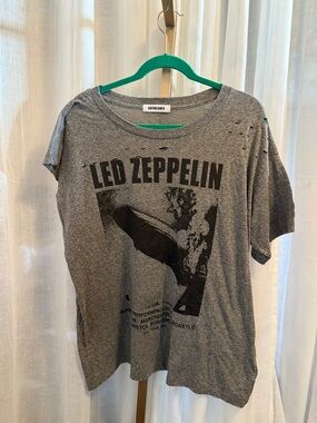 Daydreamer Gray Led Zeppelin Graphic Tee with Distressed Detail